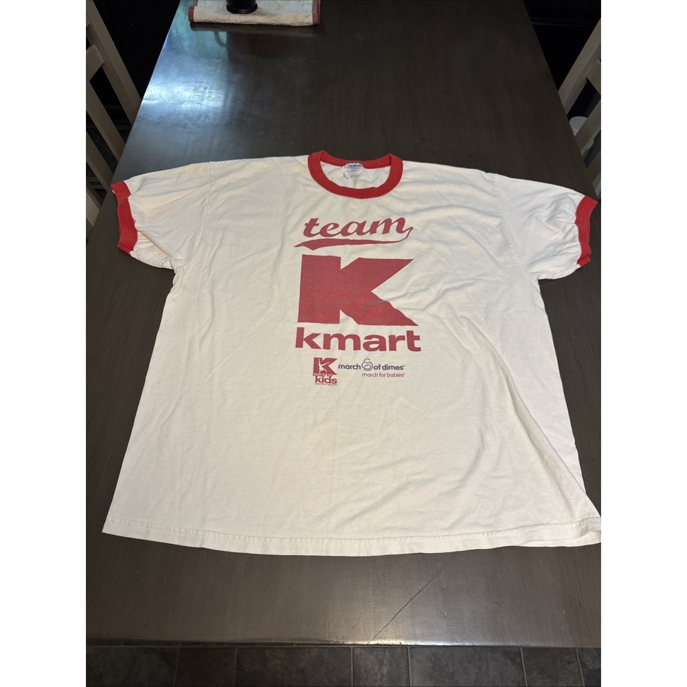 Vintage K-mart Ring Neck Shirt Mens XLarge March of Dimes Sponsor 90s Tee Y2K
